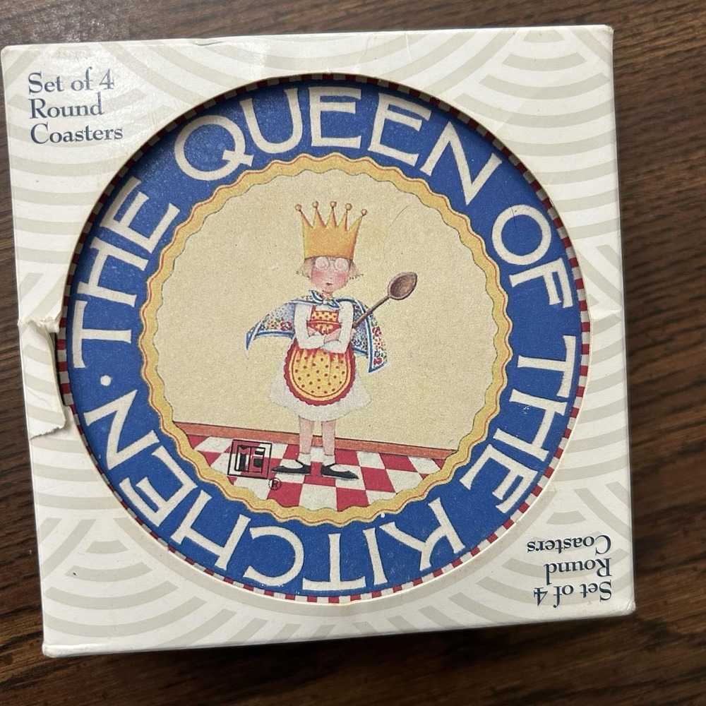 Mary Engelbreit "The Queen Of The Kitchen" Coaster Stone Set Of 4 Round Coasters